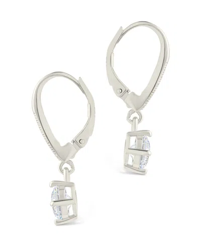 Sterling Forever Sterling Silver Matilda Brilliant Cut Cz French Clip Earrings In Brown