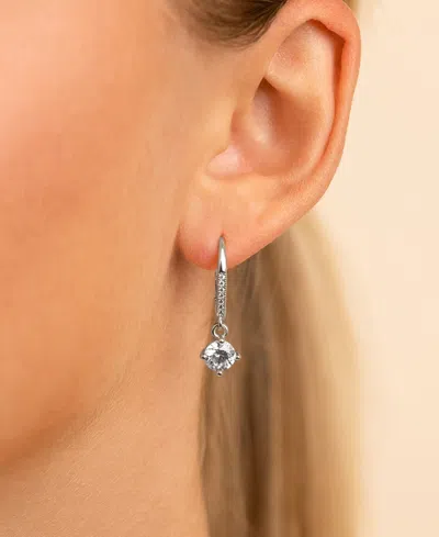 Sterling Forever Sterling Silver Matilda Brilliant Cut Cz French Clip Earrings In Brown