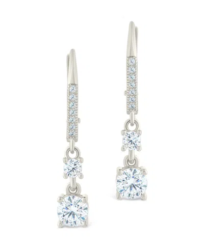 Sterling Forever Sterling Silver Magdalena Brilliant Cut Cz French Clip Earrings In Brown