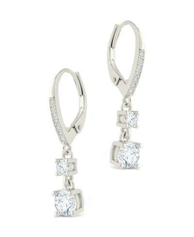 Sterling Forever Sterling Silver Magdalena Brilliant Cut Cz French Clip Earrings In Brown