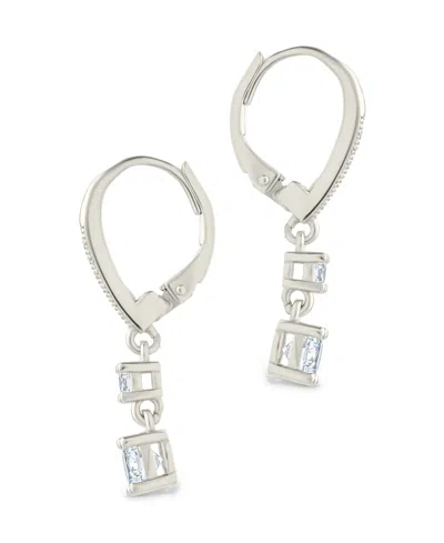 Sterling Forever Sterling Silver Magdalena Brilliant Cut Cz French Clip Earrings In Brown