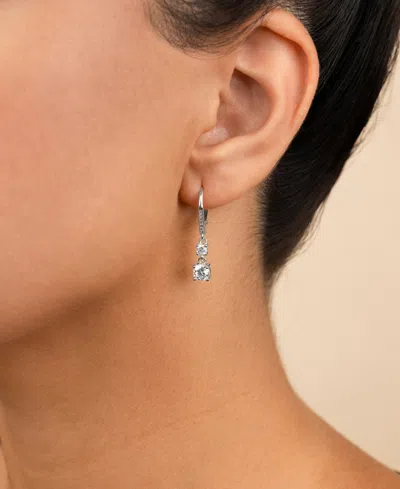 Sterling Forever Sterling Silver Magdalena Brilliant Cut Cz French Clip Earrings In Brown