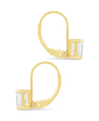 Sterling Forever Sterling Silver Princess Cut French Clip Earrings In Gold