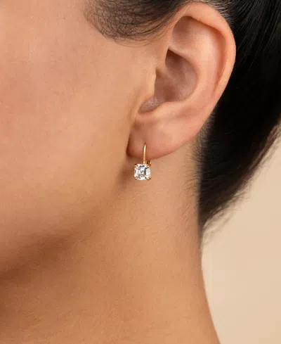 Sterling Forever Sterling Silver Princess Cut French Clip Earrings In Gold