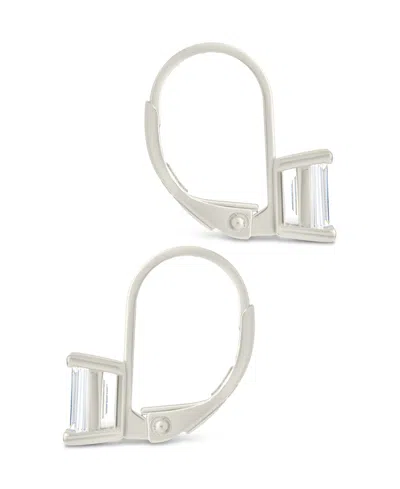 Sterling Forever Sterling Silver Emerald Cut French Clip Earrings In Metallic