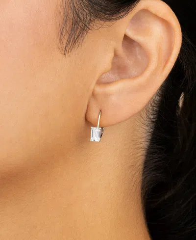 Sterling Forever Sterling Silver Emerald Cut French Clip Earrings In Metallic