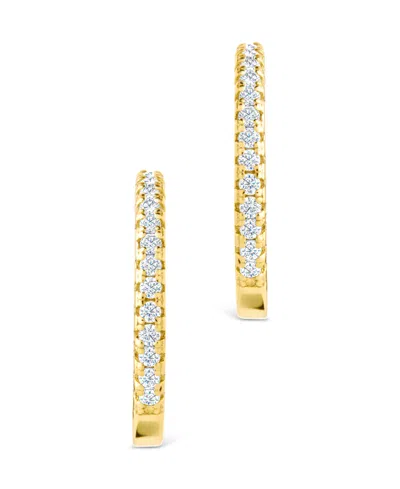 Sterling Forever Sterling Silver Thin Bezel Statement Hoops In Gold