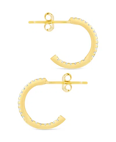 Sterling Forever Sterling Silver Thin Bezel Statement Hoops In Gold