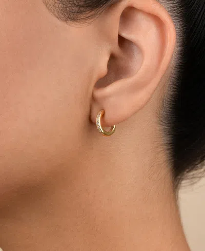 Sterling Forever Sterling Silver Thin Bezel Statement Hoops In Gold