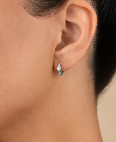 Sterling Forever Sterling Silver Heart Cut Bezel Set Huggie Hoop Earrings In Metallic