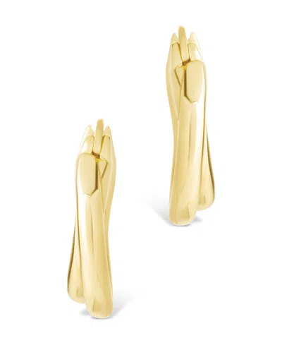 Sterling Forever Sterling Silver Janice Twisted Hoop Earrings In Brown