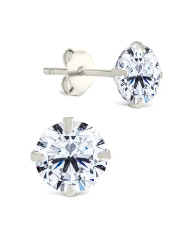 Sterling Forever Sterling Silver Round Cut Prong Set Stud Earrings In Brown