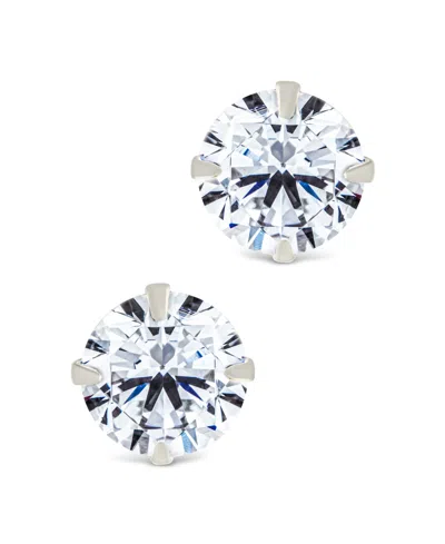 Sterling Forever Sterling Silver Round Cut Prong Set Stud Earrings In Brown