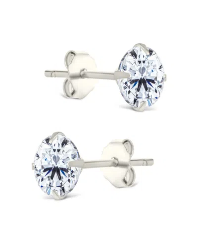 Sterling Forever Sterling Silver Round Cut Prong Set Stud Earrings In Brown