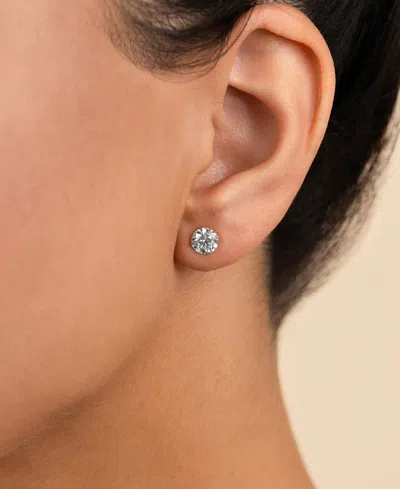 Sterling Forever Sterling Silver Round Cut Prong Set Stud Earrings In Brown