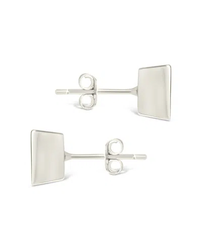 Sterling Forever Sterling Silver Princess Cut Bezel Set Stud Earrings In Brown