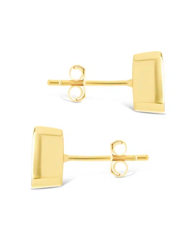 Sterling Forever 14k Over Silver Cz Emerald Cut Bezel Set Stud Earrings In Gold