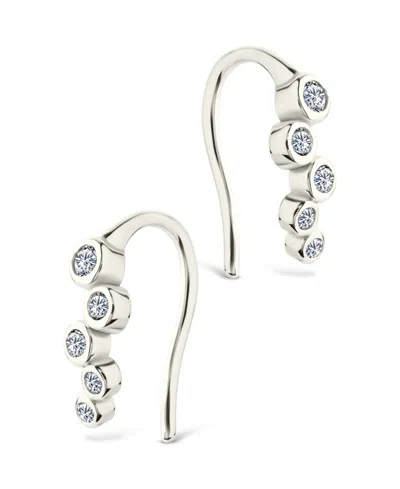 Sterling Forever Sterling Silver Talia Cz Bezel Crawler Earrings In Metallic
