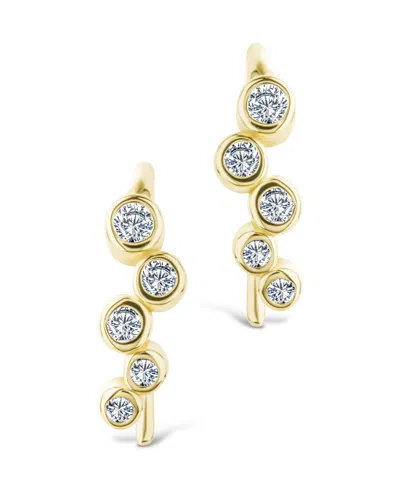 Sterling Forever Sterling Silver Talia Cz Bezel Crawler Earrings In Gold