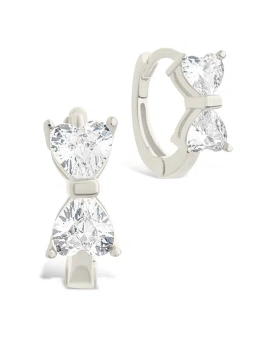 Sterling Forever Sterling Silver Ravenna Cz Micro Hoop Earrings In Metallic