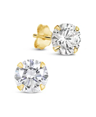 Sterling Forever Sterling Silver 6mm Cz Stud Earrings In Gold