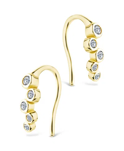 Sterling Forever Sterling Silver Talia Cz Bezel Crawler Earrings In Gold