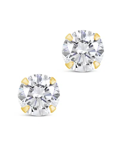 Sterling Forever Sterling Silver 6mm Cz Stud Earrings In Gold