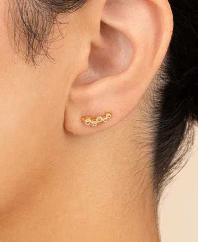 Sterling Forever Sterling Silver Talia Cz Bezel Crawler Earrings In Gold