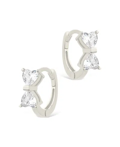 Sterling Forever Sterling Silver Ravenna Cz Micro Hoop Earrings In Metallic