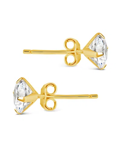 Sterling Forever Sterling Silver 6mm Cz Stud Earrings In Gold