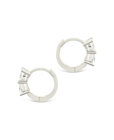 Sterling Forever Sterling Silver Ravenna Cz Micro Hoop Earrings In Metallic