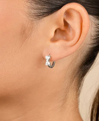 Sterling Forever Sterling Silver Ravenna Cz Micro Hoop Earrings In Metallic