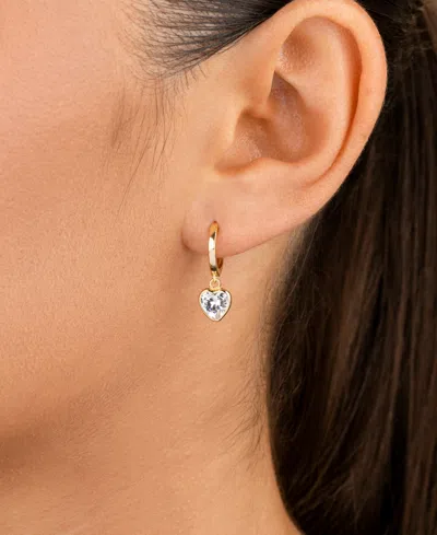 Sterling Forever Sterling Silver Lizzy Cz Heart Drop Earrings In Brown