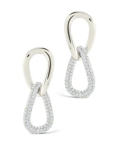 Sterling Forever Sterling Silver Taissa Cz Chain Link Studs In Brown