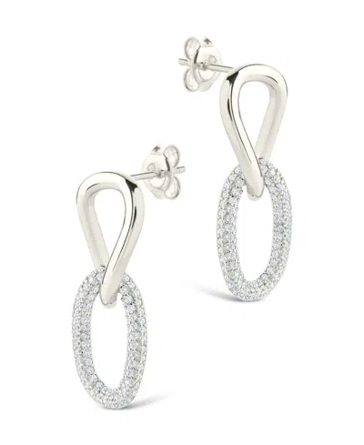 Sterling Forever Sterling Silver Taissa Cz Chain Link Studs In Brown