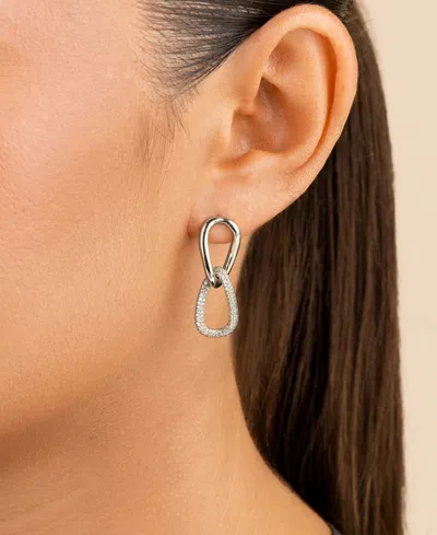 Sterling Forever Sterling Silver Taissa Cz Chain Link Studs In Brown