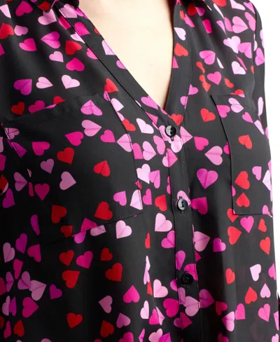 Bcx Junior's Printed Button Up Collar Top In Pink