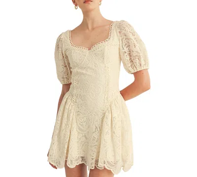 Arose Studio, Inc Women's Amaline Balloon Sleeve Sweetheart Neck Mini Dress In Gold