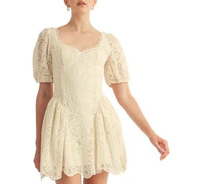 Arose Studio, Inc Women's Amaline Balloon Sleeve Sweetheart Neck Mini Dress In Gold