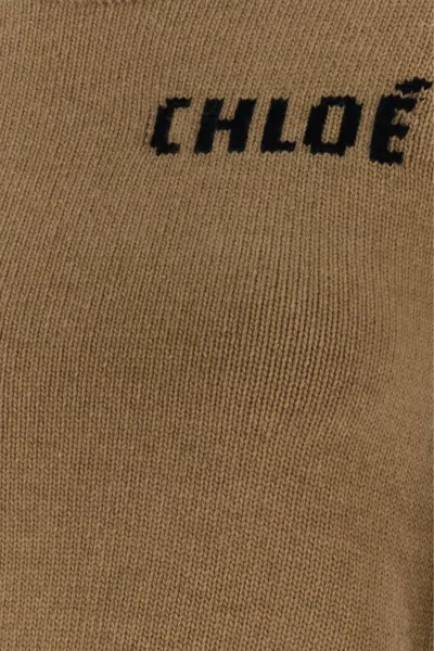 Chloé Camel Wool Blend Sweater In Brown