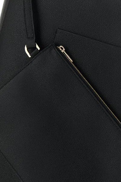 Valextra Black Leather Soft Bucket Bag