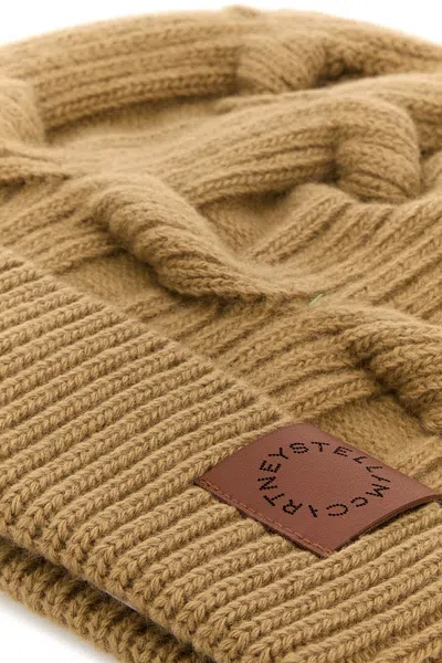 Stella Mccartney Camel Wool Beanie Hat In Brown