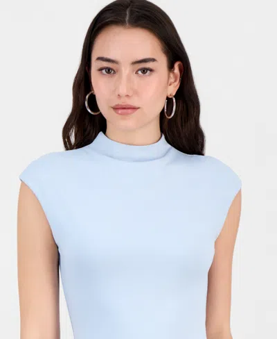 Bar Iii Women's Short-sleeve Side-ruched Top, Macy's Exclusive In Blue