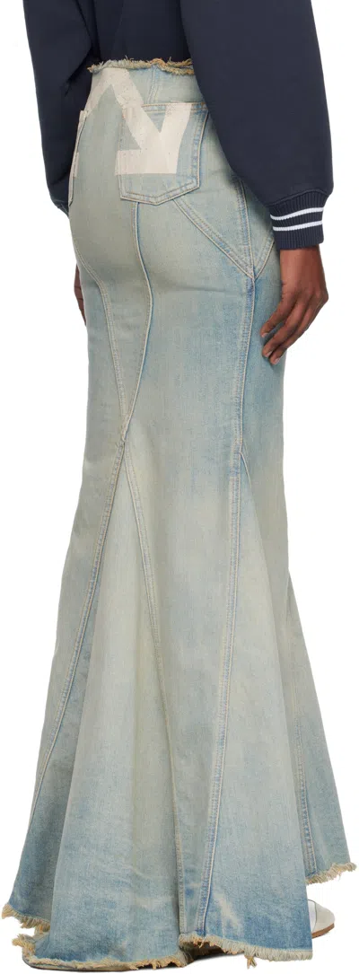 Off-white Blue Denim Maxi Skirt In Blue