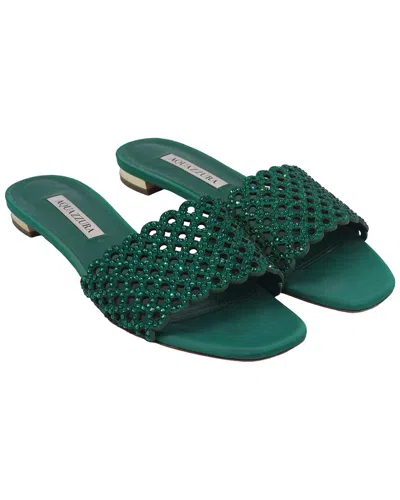 Aquazzura Women's Leather Crystal Candy Slide Flat Sandal (authentic Pre-  Loved)