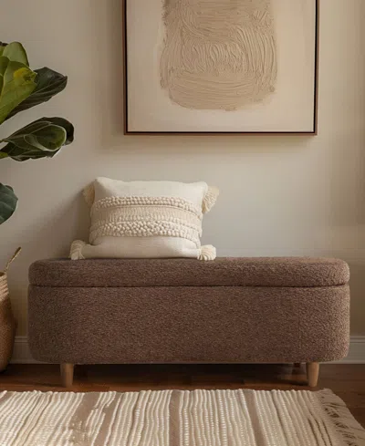 Ink+ivy Bailey 48"w Boucle Flip Top Storage Bench In Brown