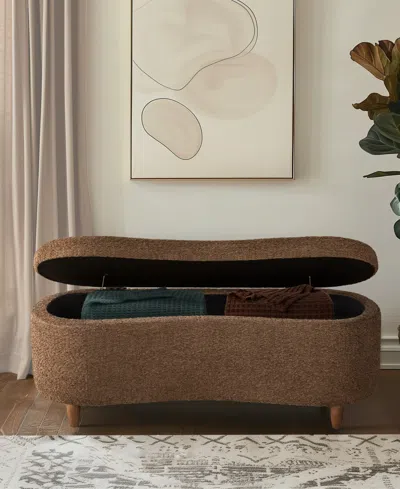 Ink+ivy Bailey 48"w Boucle Flip Top Storage Bench In Brown