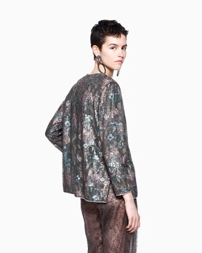 Giorgio Armani Embroidered Silk And Tulle Shirt Jacket In Multi
