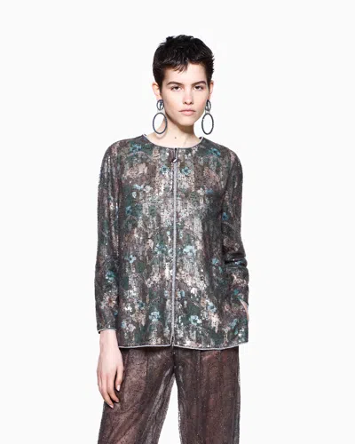Giorgio Armani Embroidered Silk And Tulle Shirt Jacket In Multi