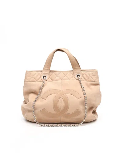 Pre-owned Chanel Cc Trianon Tote Bag In Sand